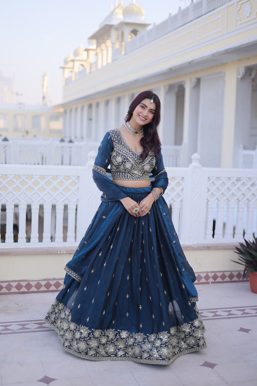 Premium Fendy Silk Pipe Beads & Zari Embroidered Ready-Made Lehenga Choli Set