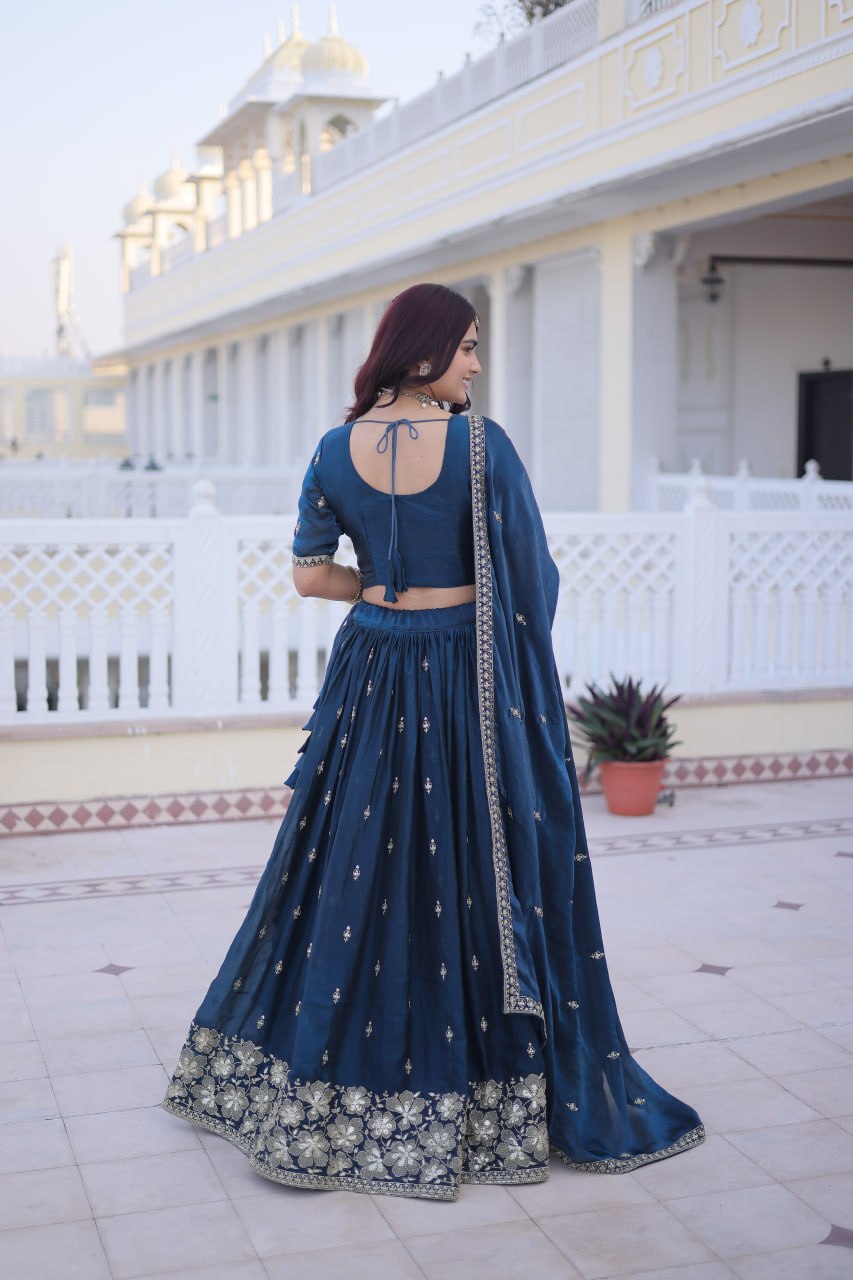 Premium Fendy Silk Pipe Beads & Zari Embroidered Ready-Made Lehenga Choli Set