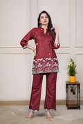 Women's Embroidered Rayon Summer Co-Ord Set