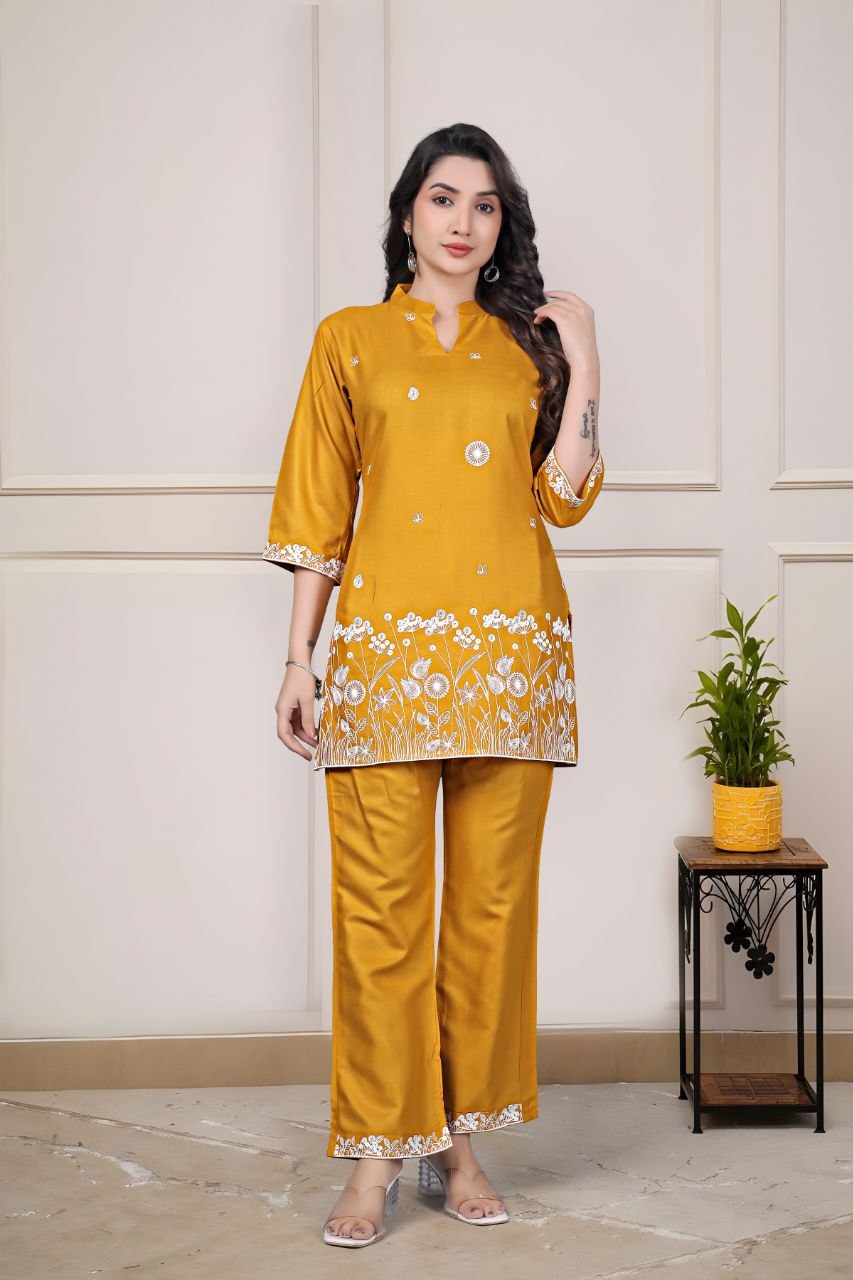 Women's Embroidered Rayon Summer Co-Ord Set