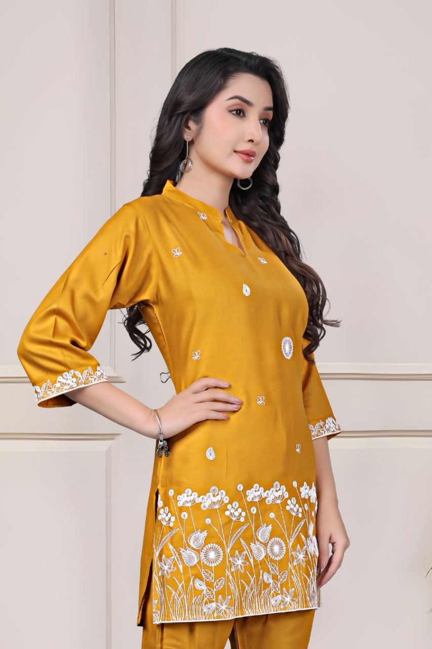 Women's Embroidered Rayon Summer Co-Ord Set