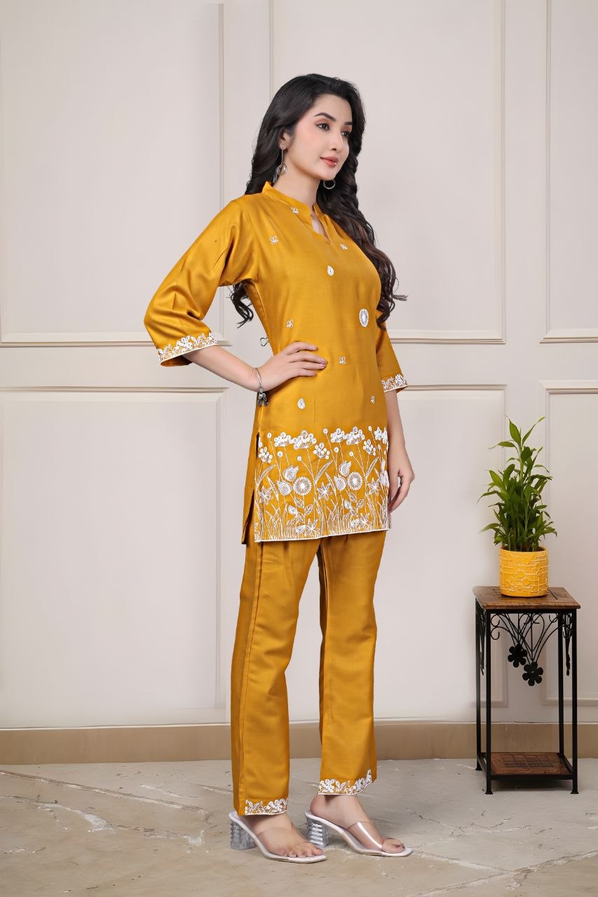 Women's Embroidered Rayon Summer Co-Ord Set