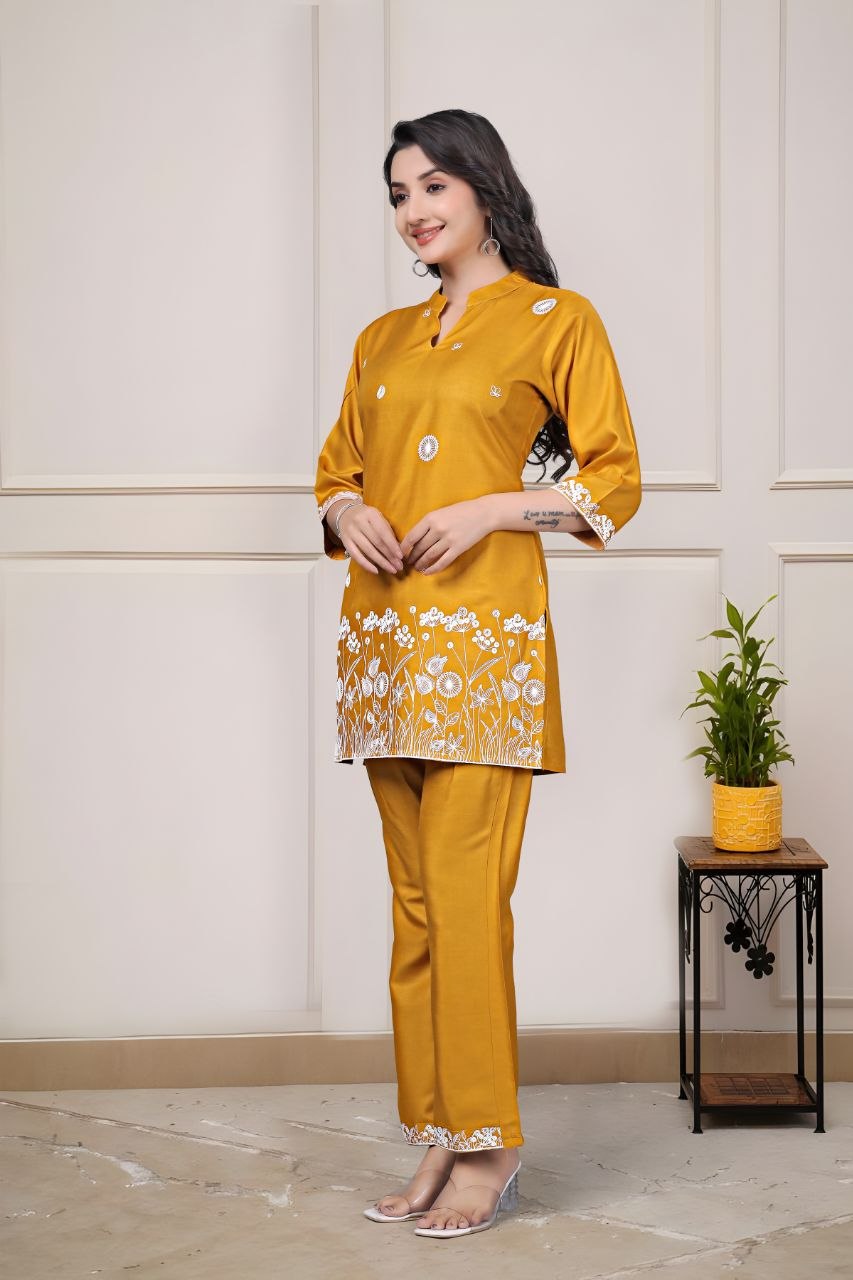 Women's Embroidered Rayon Summer Co-Ord Set
