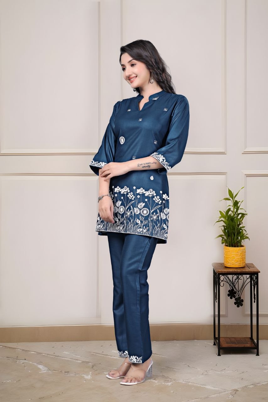 Women's Embroidered Rayon Summer Co-Ord Set