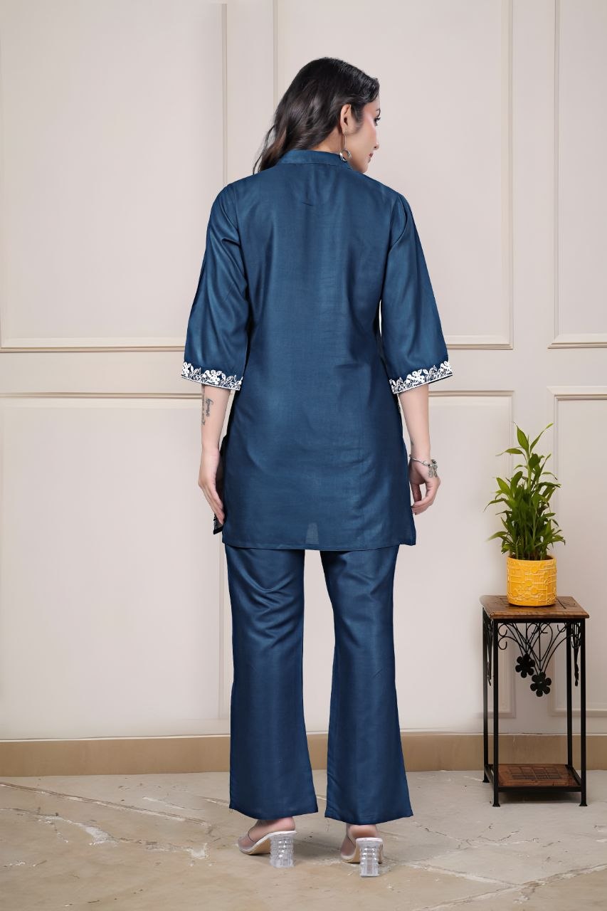 Women's Embroidered Rayon Summer Co-Ord Set