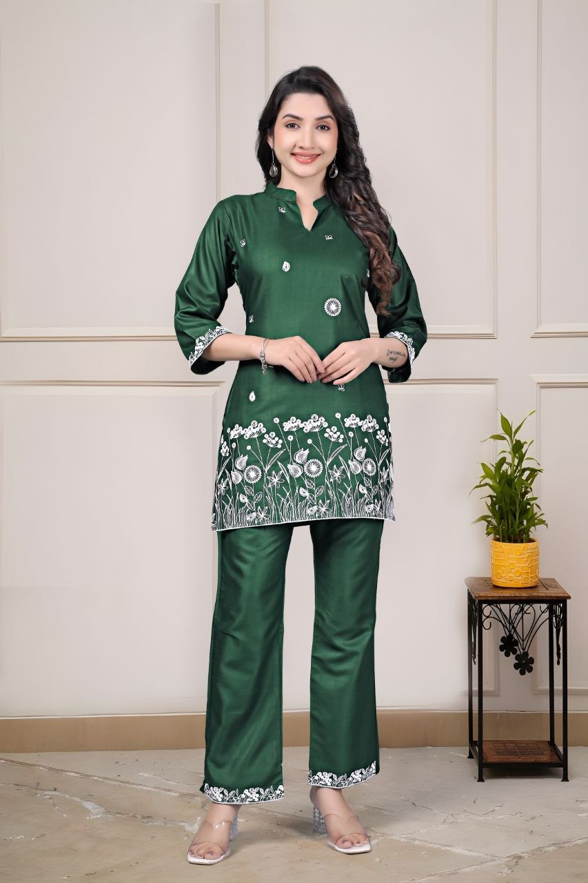 Women's Embroidered Rayon Summer Co-Ord Set