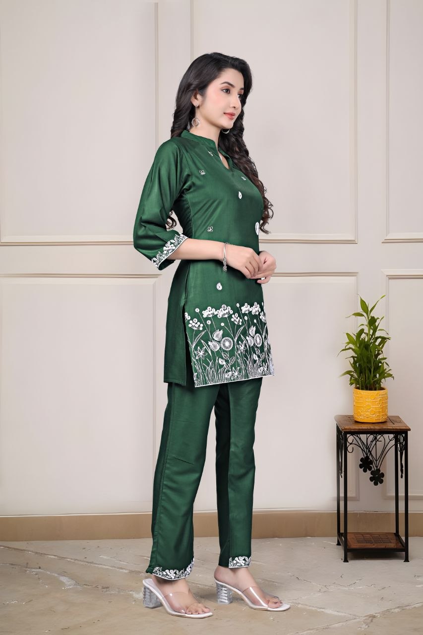 Women's Embroidered Rayon Summer Co-Ord Set