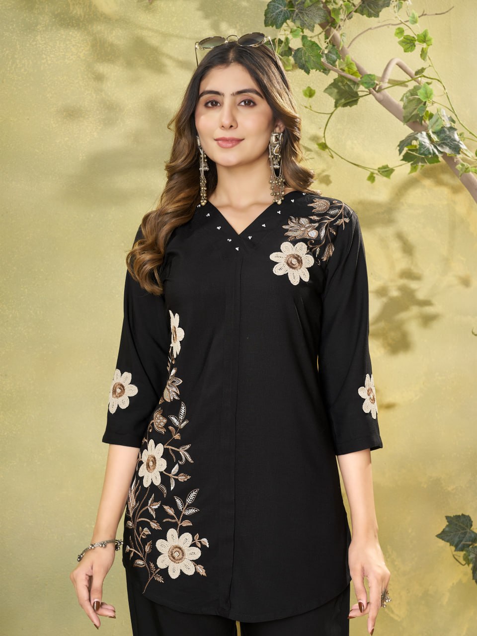 Premium Heavy Rayon Embroidered Co-Ord Set with Straight-Cut Pant