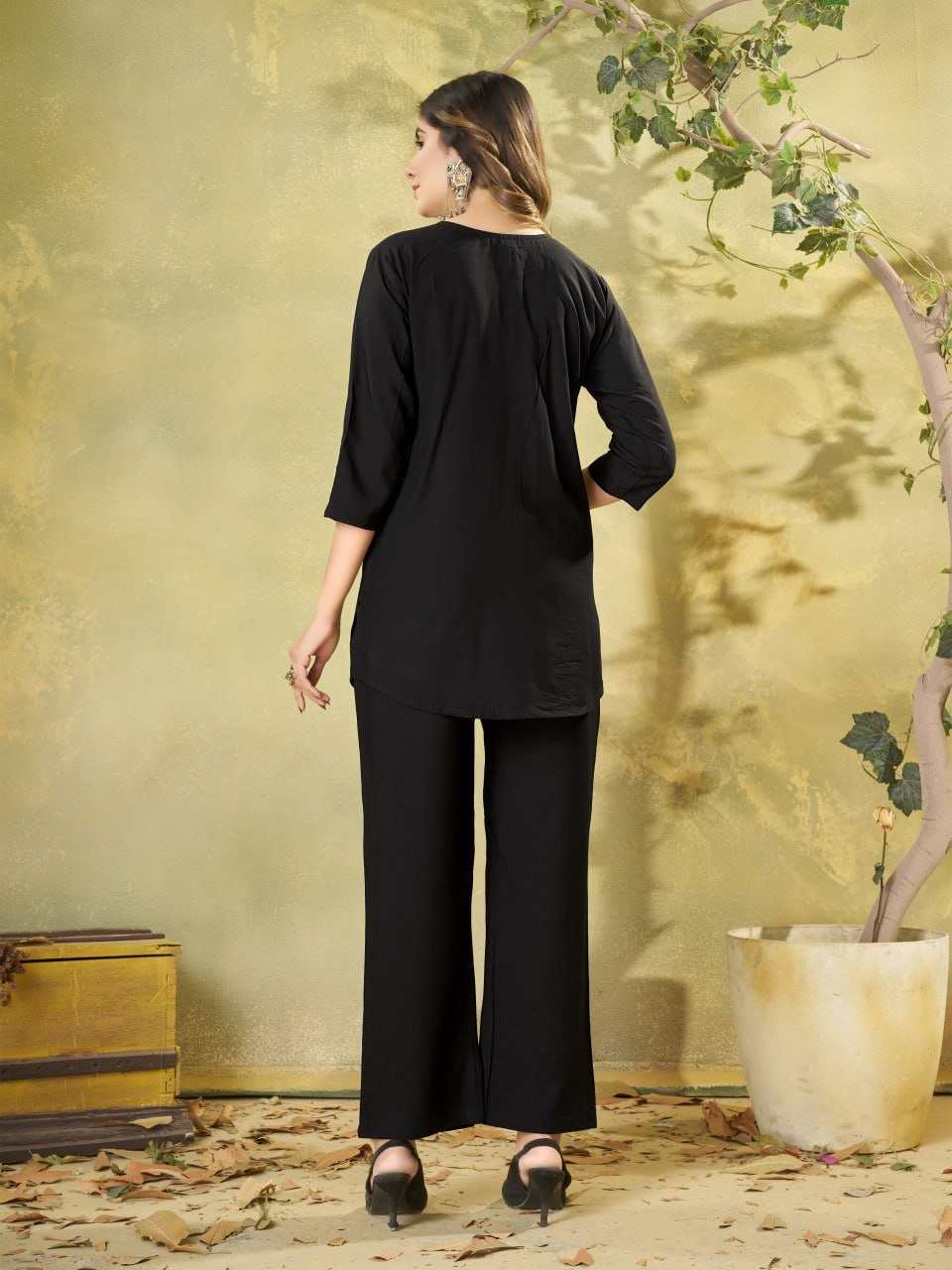 Premium Heavy Rayon Embroidered Co-Ord Set with Straight-Cut Pant