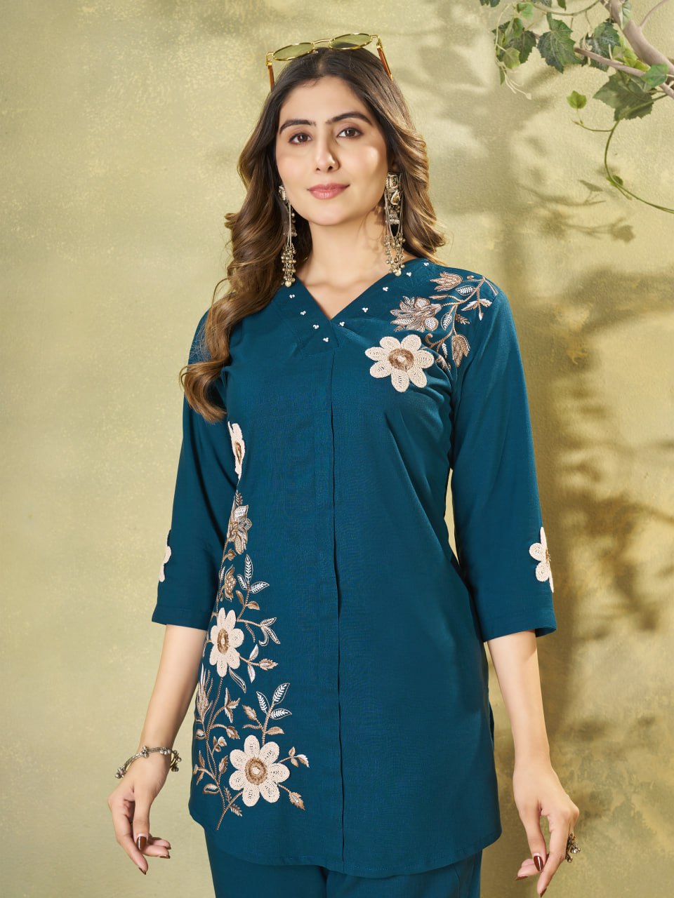 Premium Heavy Rayon Embroidered Co-Ord Set with Straight-Cut Pant