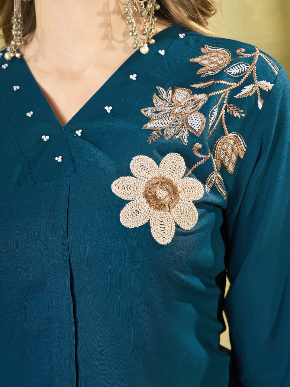 Premium Heavy Rayon Embroidered Co-Ord Set with Straight-Cut Pant