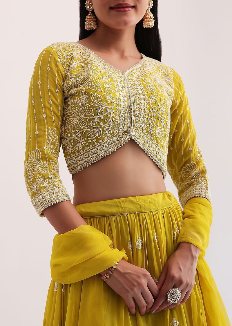 Women's Faux Georgette Embroidered Semi-Stitched Lehenga Choli with Dupatta