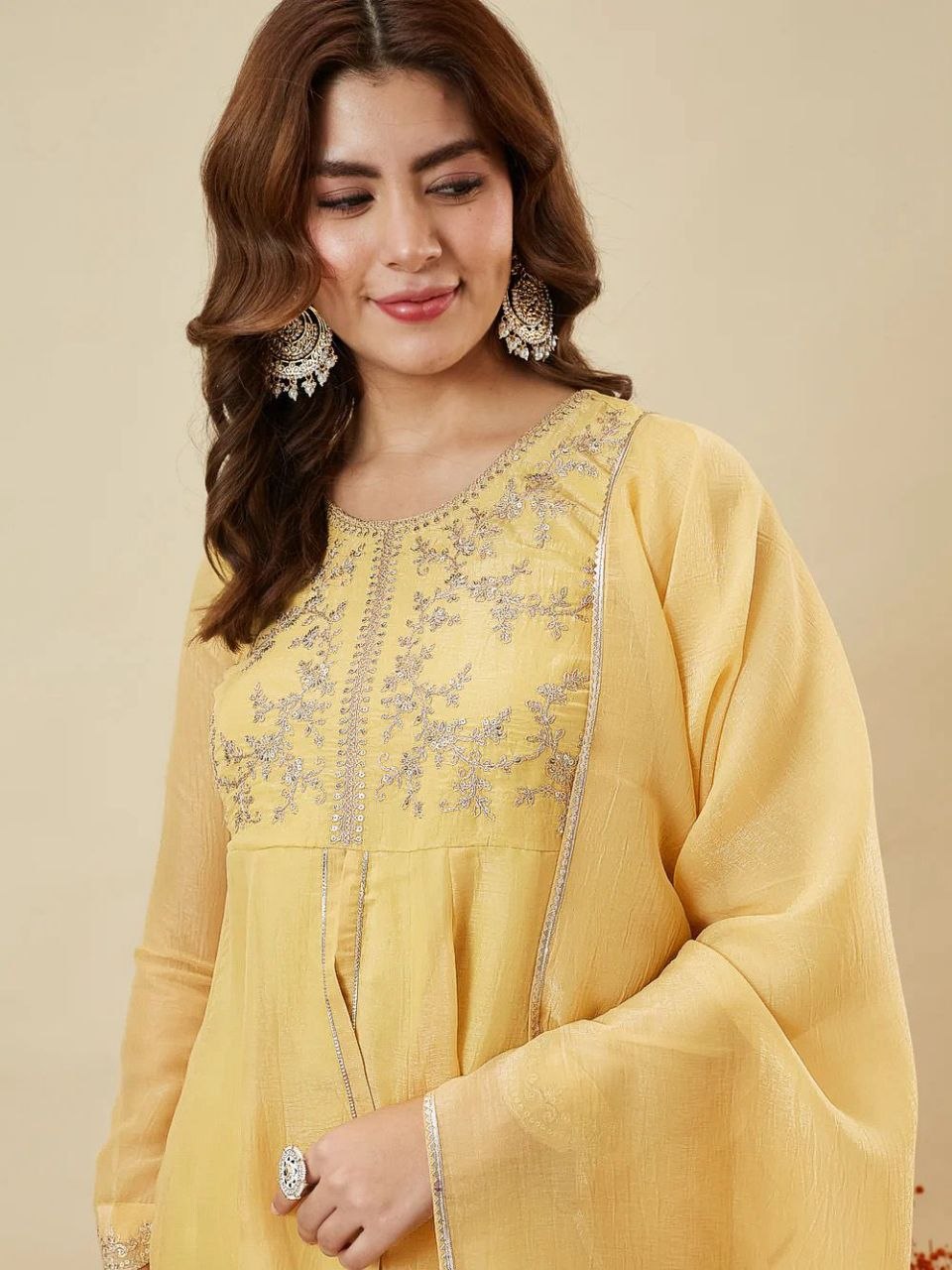 Premium Crunchy Silk Embroidered Kurta Palazzo Set with Dupatta