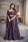 Women's Crepe Silk Indo-Western Dhoti Skirt Set with Embroidered Shrug