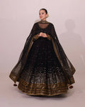 Women's Butterfly Net Embroidered Anarkali Set with Pant and Dupatta