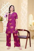 Paisley Printed Delta Fabric Co-Ord Set with V Neck