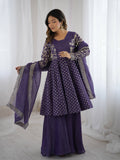 Women's Crunchy Silk Embroidered Sharara Palazzo Set with Dupatta