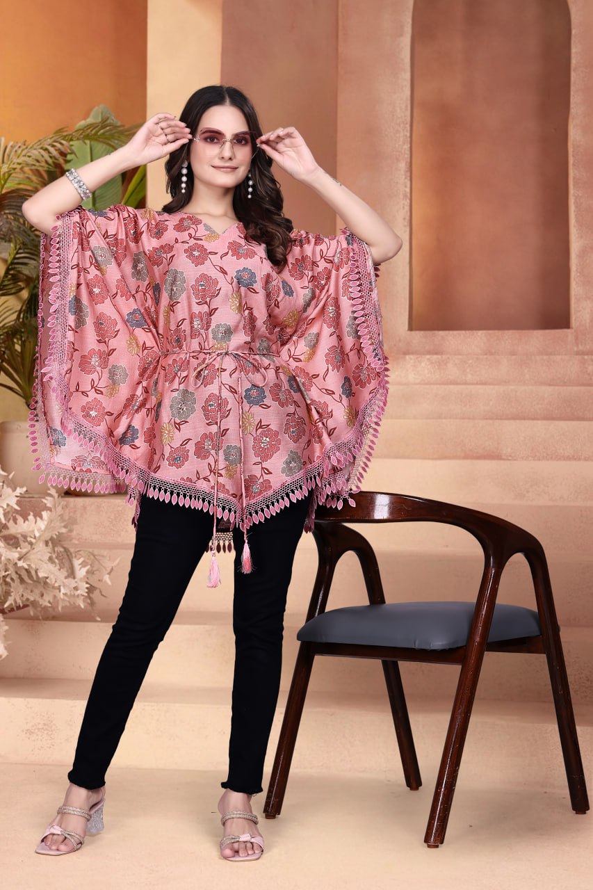 Printed Vertican Kaftan with V Neck