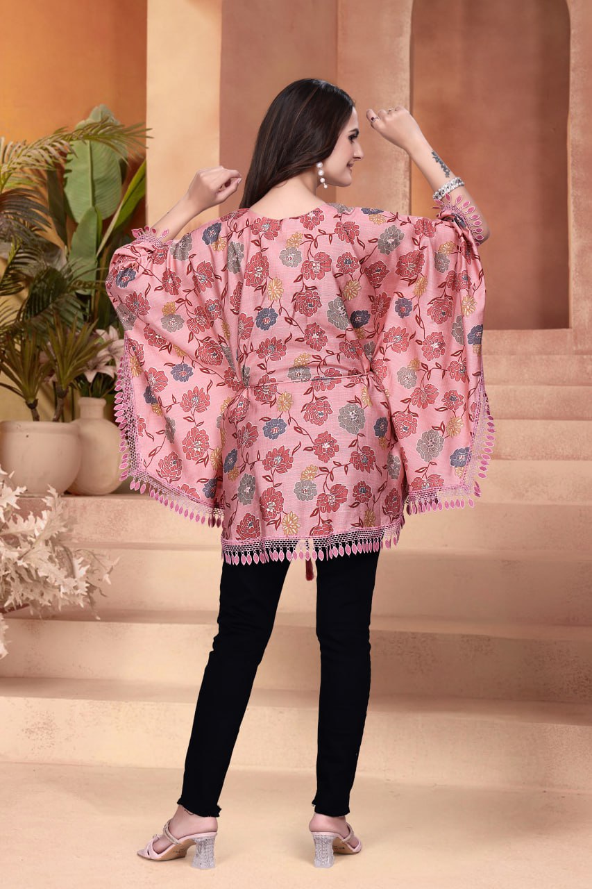 Printed Vertican Kaftan with V Neck