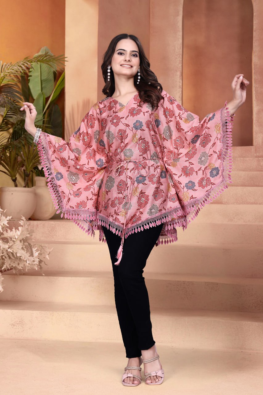 Printed Vertican Kaftan with V Neck