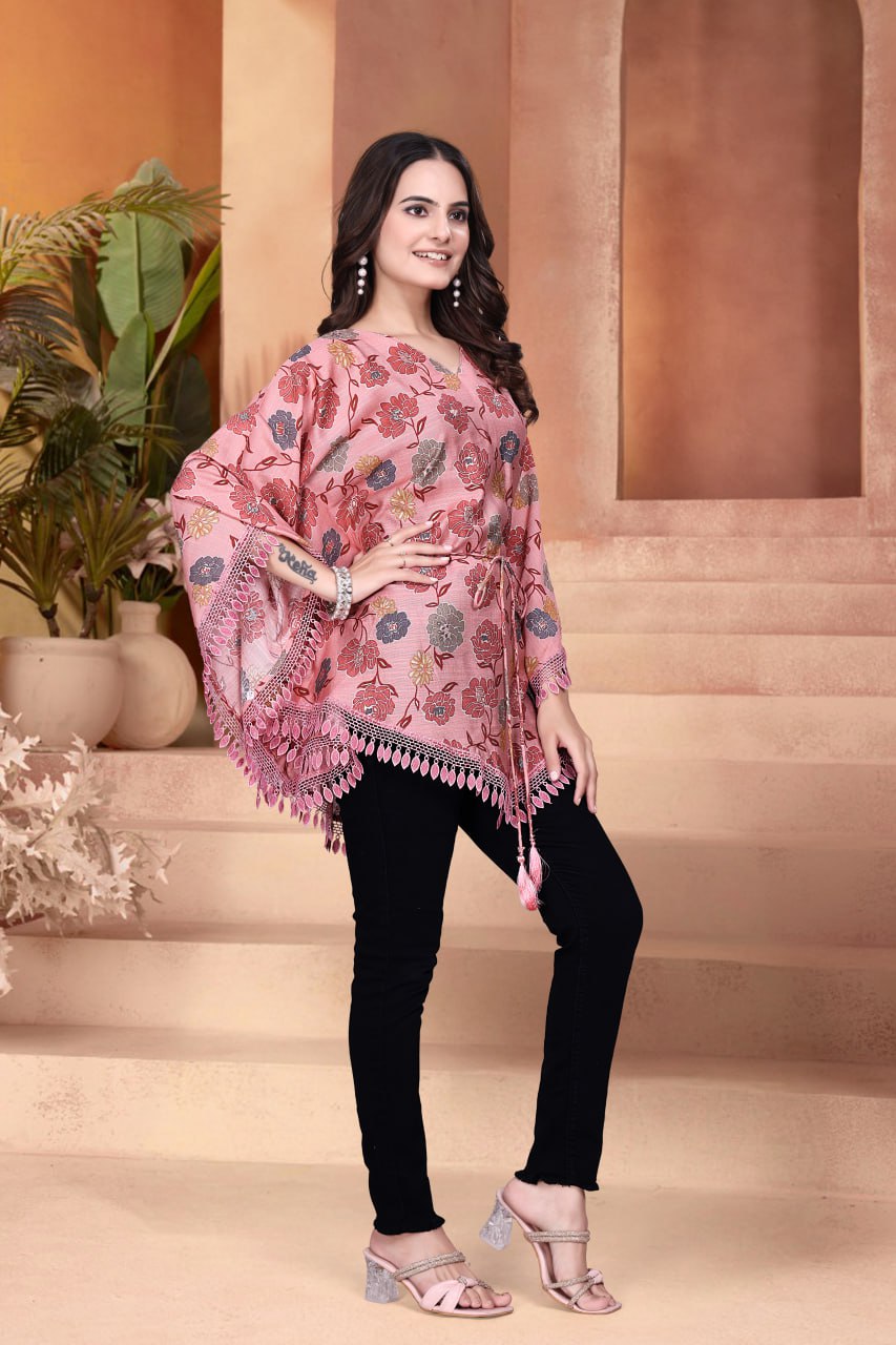 Printed Vertican Kaftan with V Neck