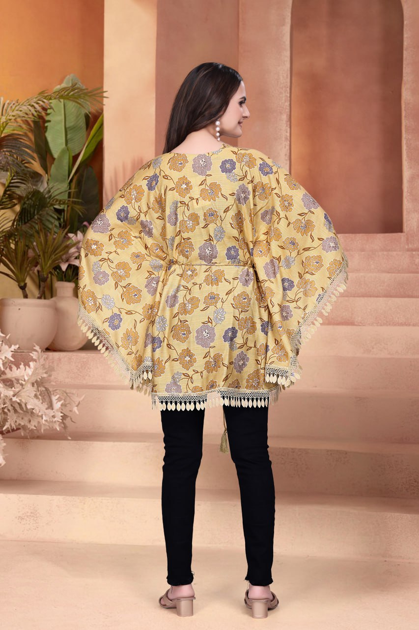 Printed Vertican Kaftan with V Neck