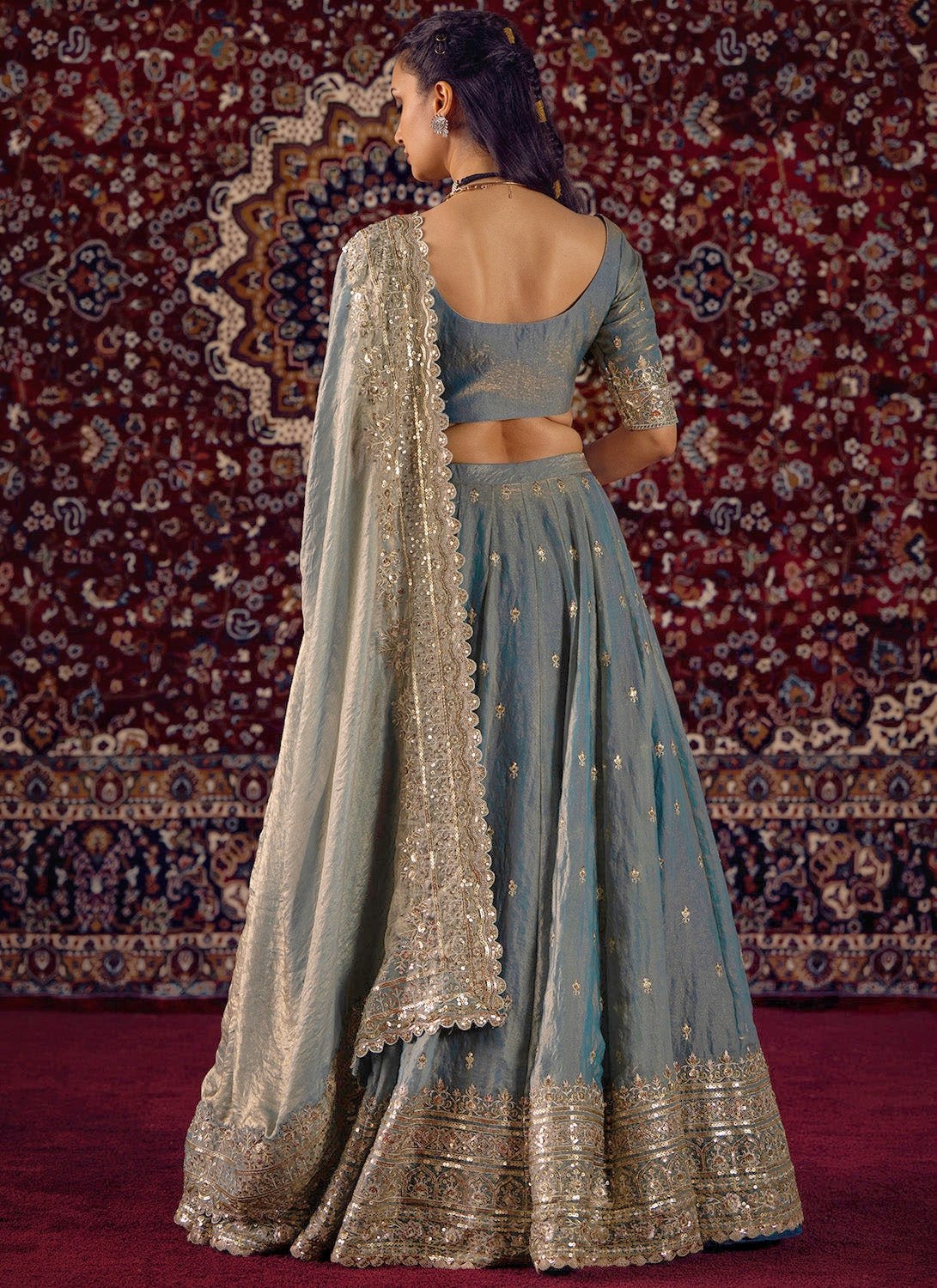 Women's Fandy Silk Dori Zari Embroidered Semi-Stitched Lehenga Choli with Dupatta