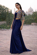 Women's Heavy Crepe Silk Ready-to-Wear Saree with Embroidered Koti and Belt