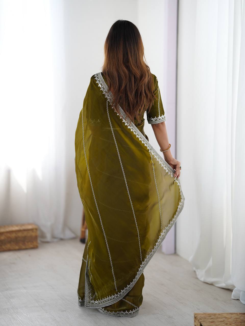 Premium Heavy JMC Silk Thread & Sequin Embroidered Designer Party Wear Saree with Blouse