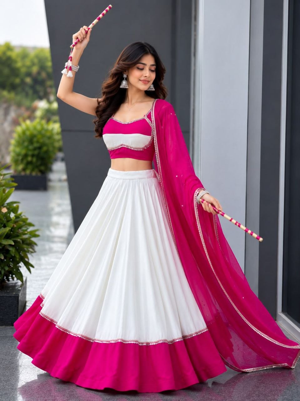 Navratri Special Cotton Mirror Work Lehenga Choli with Pure Georgette Dupatta