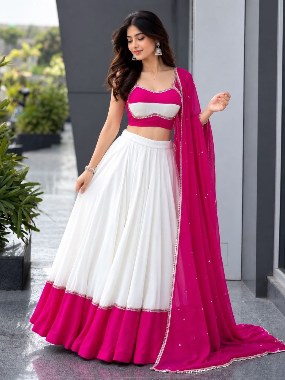 Navratri Special Cotton Mirror Work Lehenga Choli with Pure Georgette Dupatta