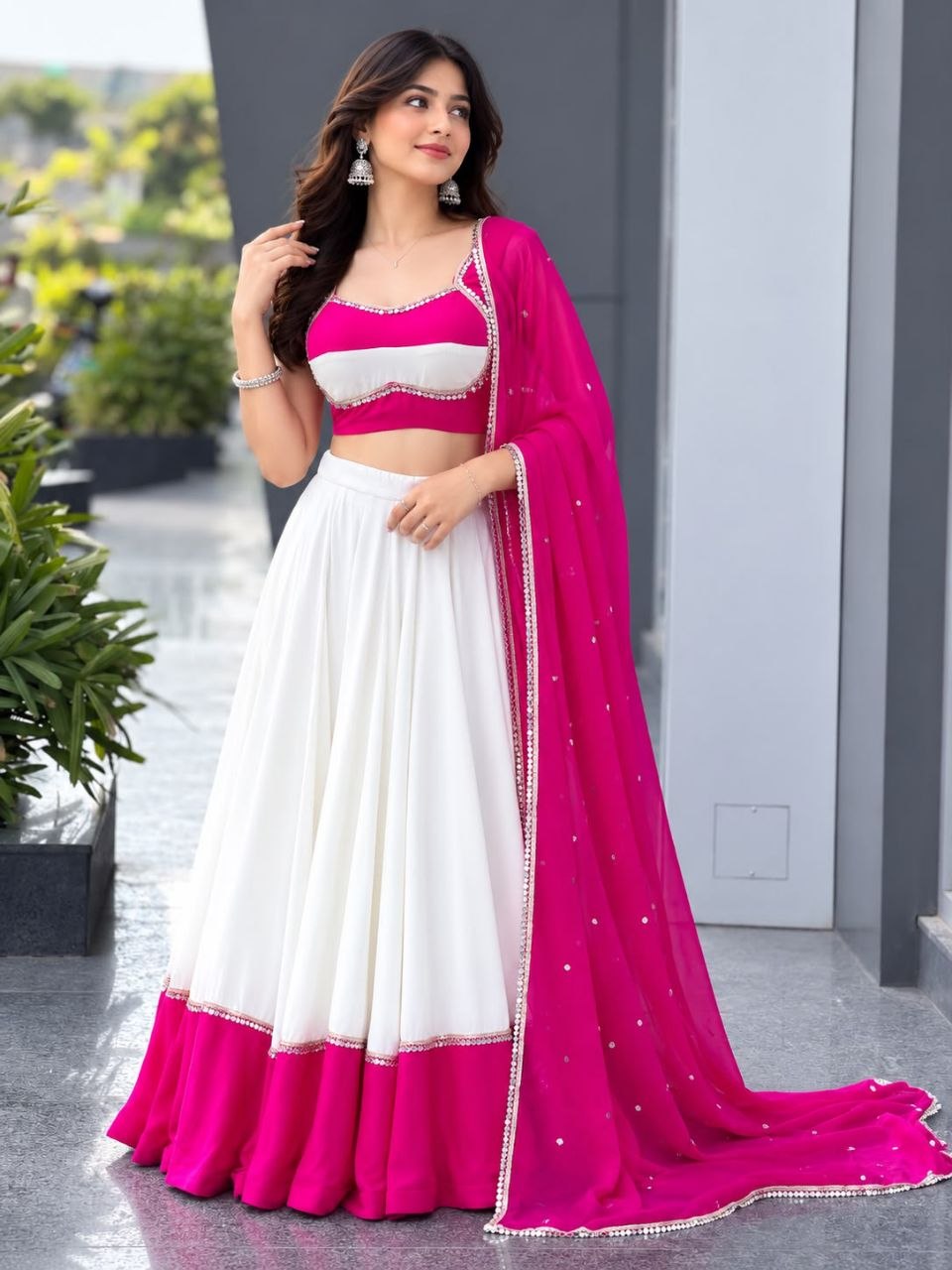Navratri Special Cotton Mirror Work Lehenga Choli with Pure Georgette Dupatta
