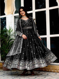 Women's American Silk Embroidered Gown Set with Pant and Dupatta