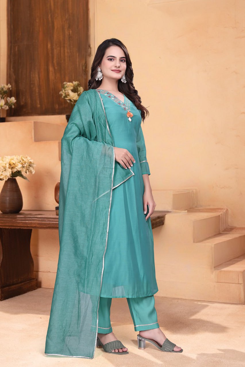 Pure Mulchanderi Salwar Suit Set with Dupatta