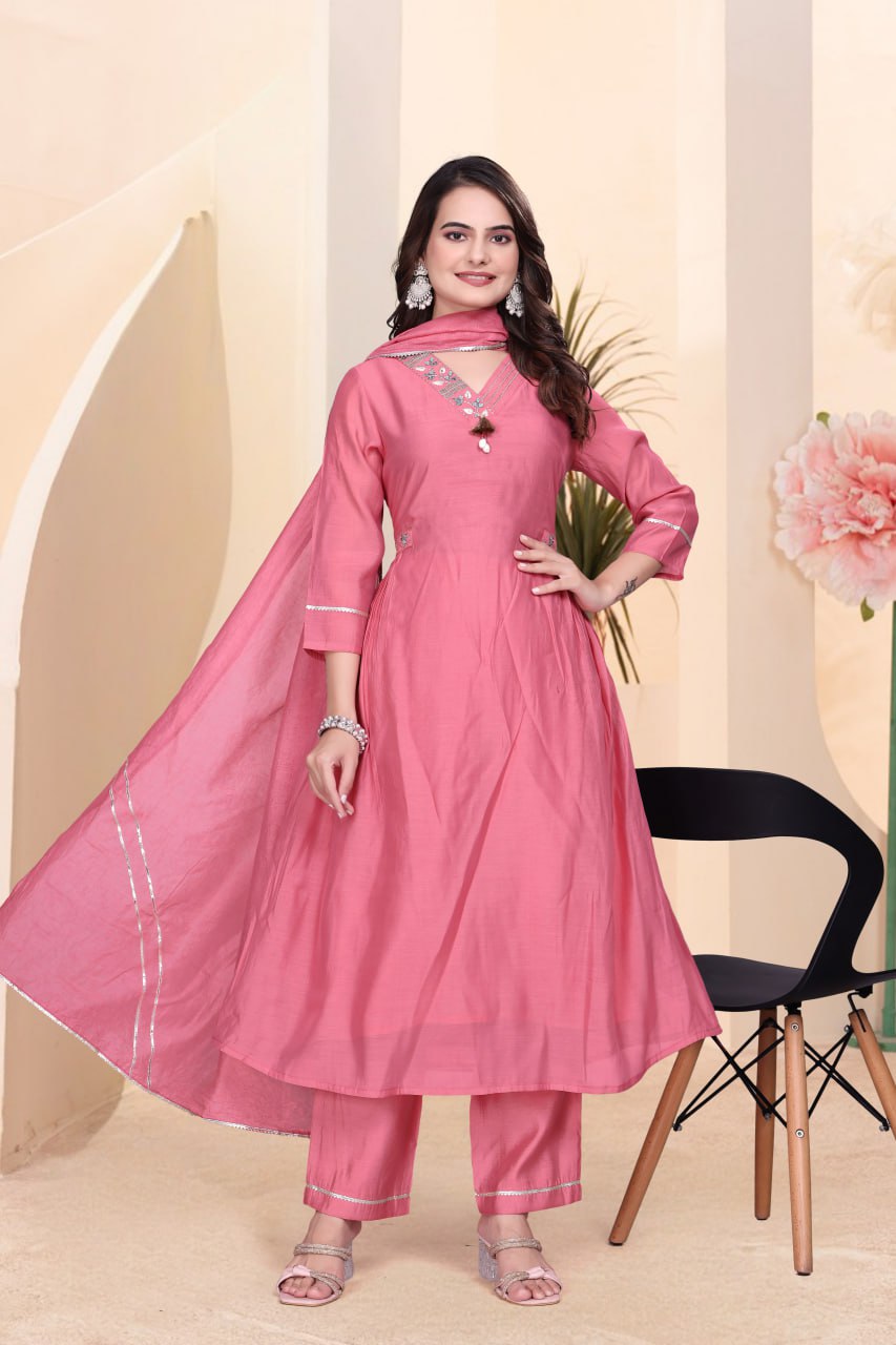 Pure Mulchanderi Salwar Suit Set with Dupatta