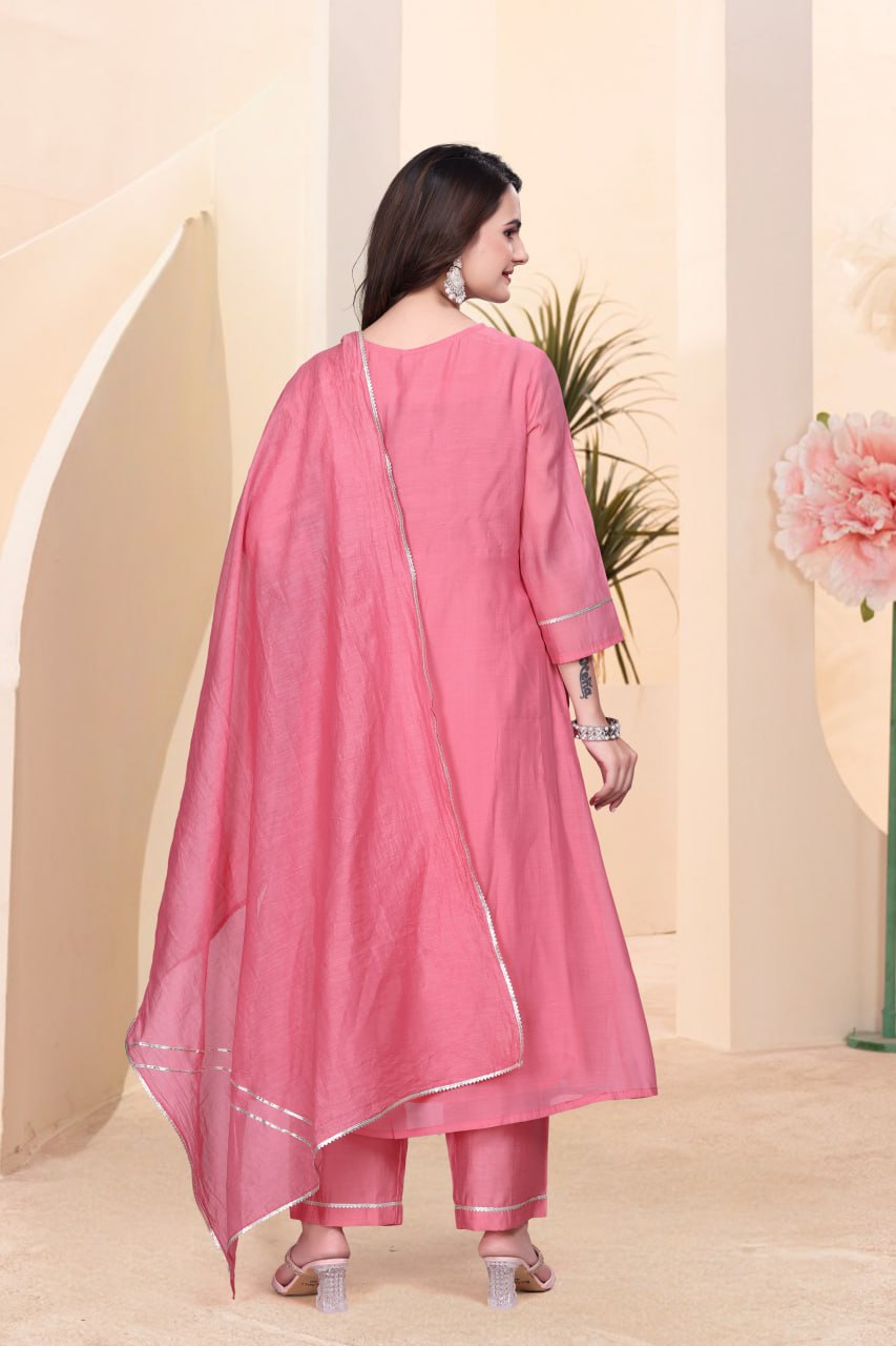 Pure Mulchanderi Salwar Suit Set with Dupatta