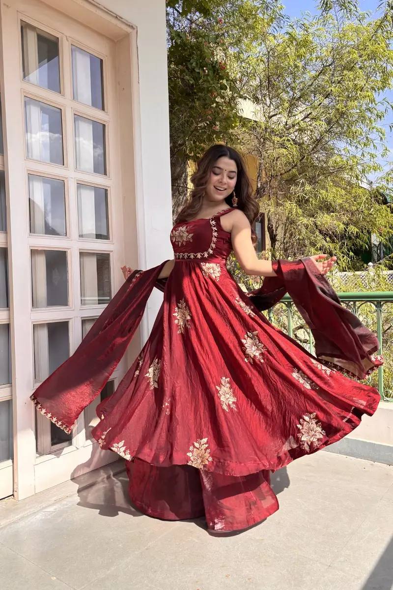 Women's Fendy Silk Embroidered Kurta Palazzo Set with Dupatta