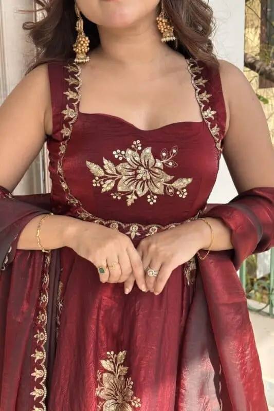 Women's Fendy Silk Embroidered Kurta Palazzo Set with Dupatta