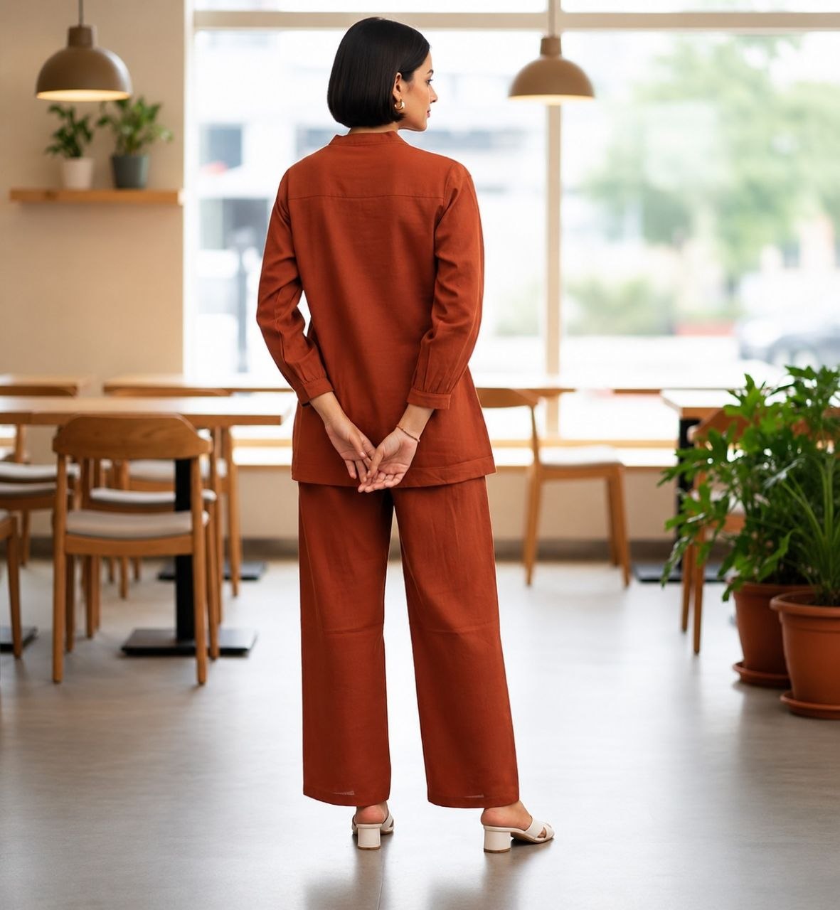 Women's Embroidered Cotton Flex Co-Ord Set with Matching Bottom