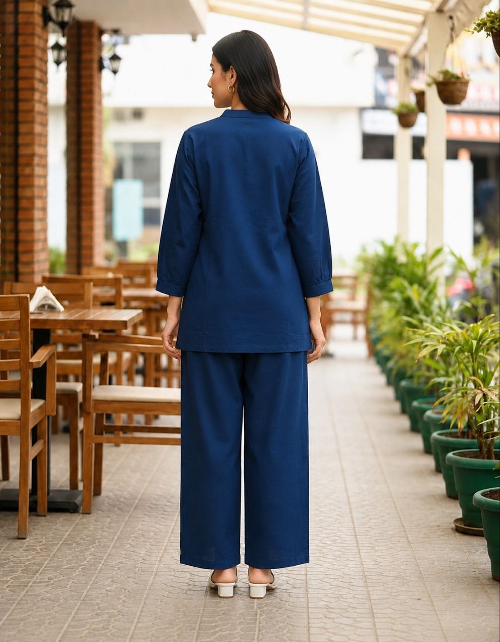 Women's Embroidered Cotton Flex Co-Ord Set with Matching Bottom