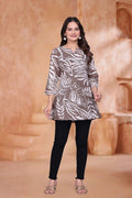 Printed Rayon Short Kurti for Women with V Neck