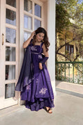 Women's Fendy Silk Embroidered Kurta Palazzo Set with Dupatta