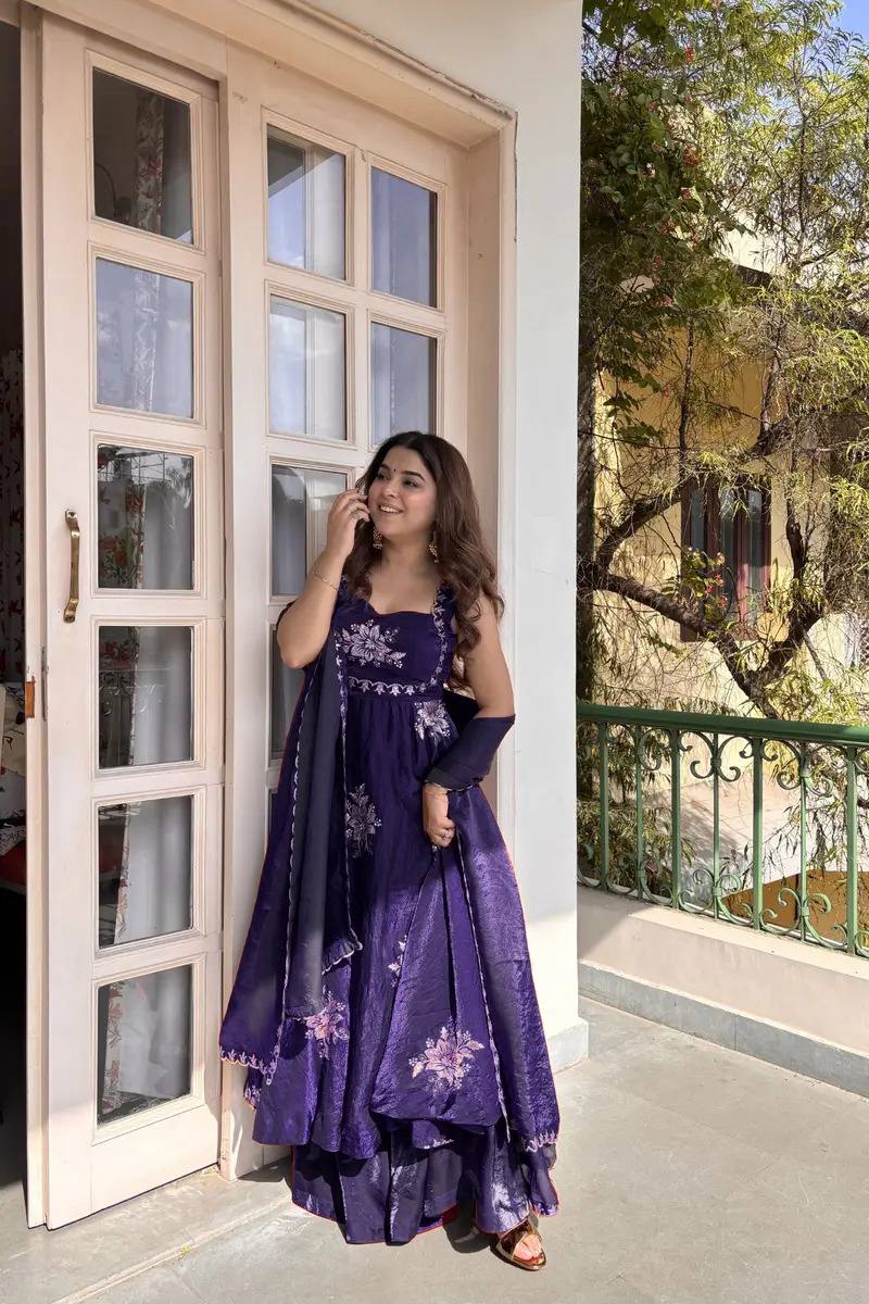 Women's Fendy Silk Embroidered Kurta Palazzo Set with Dupatta