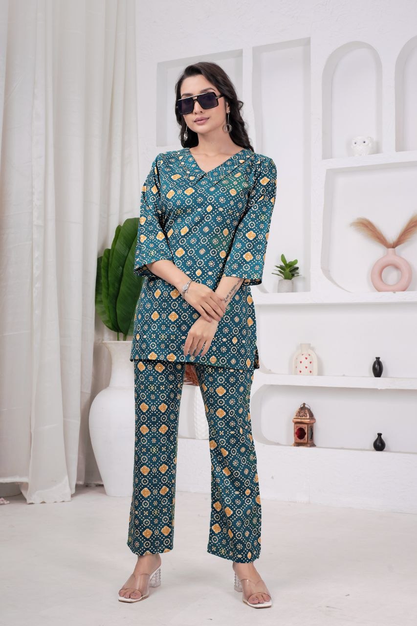 Women's Bandhani Print Rayon Viscose Co-Ord Set