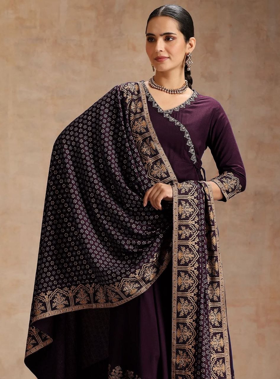 Trendy Heavy Rayon Embroidered Anarkali Kurti Pant Set with Foil Print Dupatta