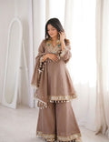 Women's Chinon Mirror Work Palazzo Set with Dupatta