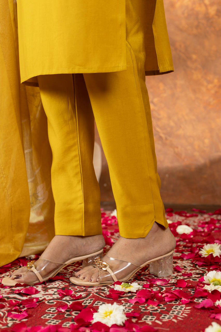 Roman Silk Straight Kurti Pant Dupatta Set with Embroidery Sequins and Hand Work