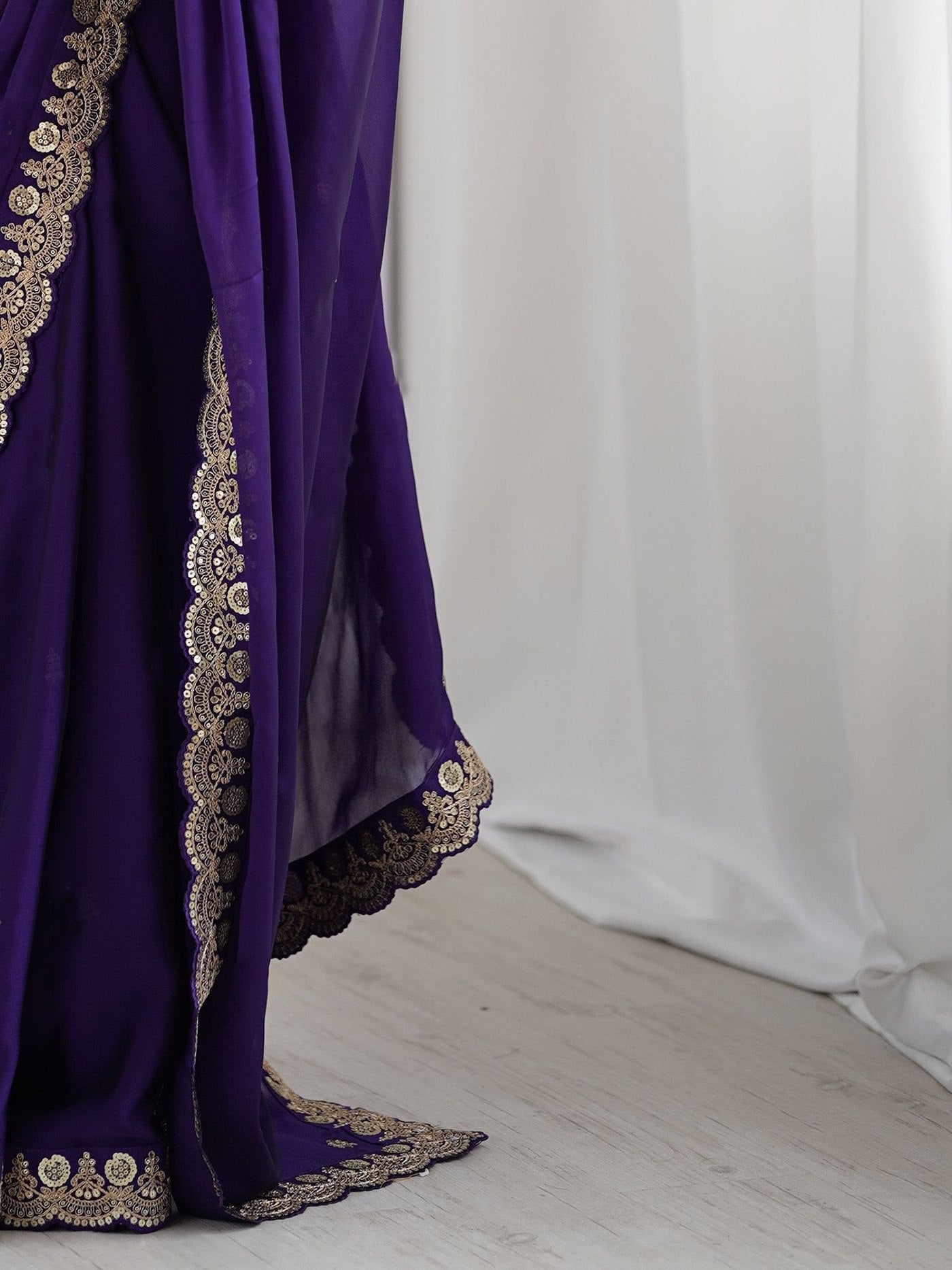 Women's Purple Rangoli Embroidered Party Wear Saree with Bangalori Unstitched Blouse