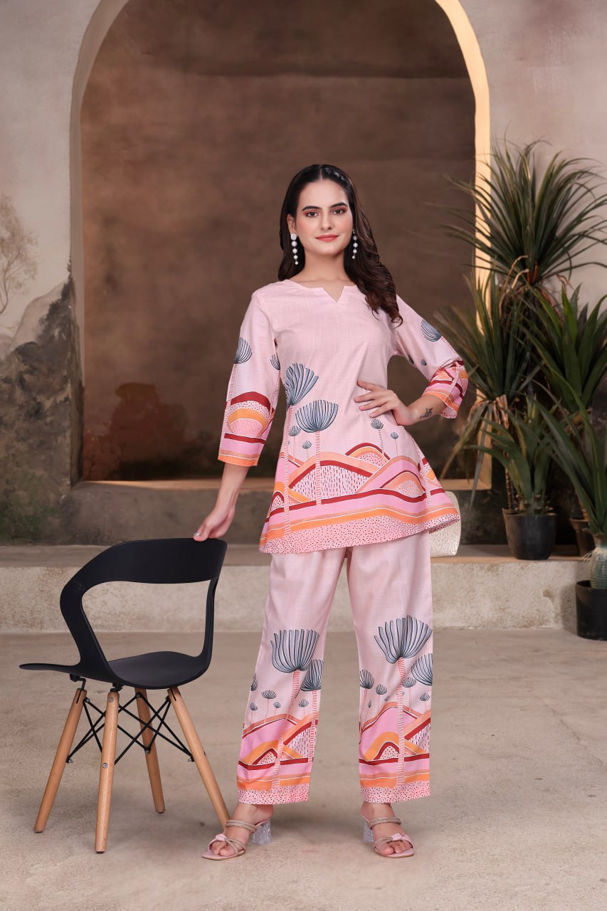 Digital Printed Magic Slub Co-Ord Set for Women