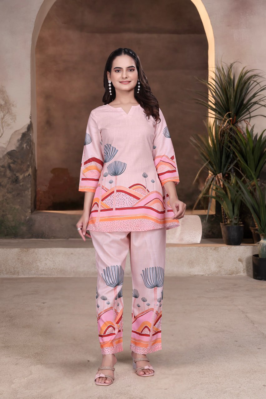 Digital Printed Magic Slub Co-Ord Set for Women